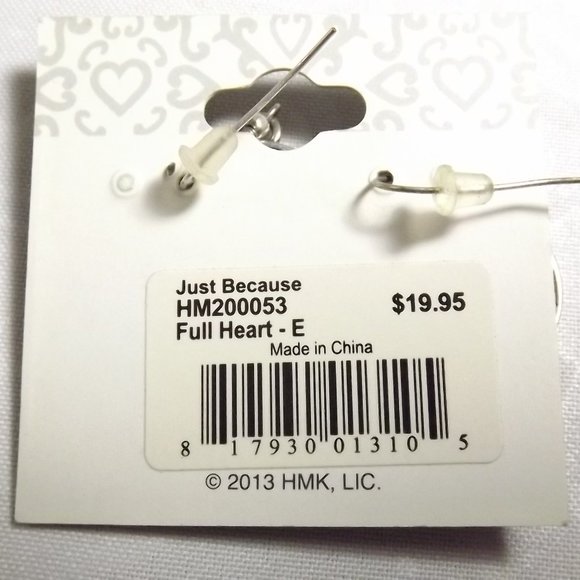 Just Because Full Heart Pierced Earrings, Hallmark Gold Crown Collection NOS - Picture 4 of 4